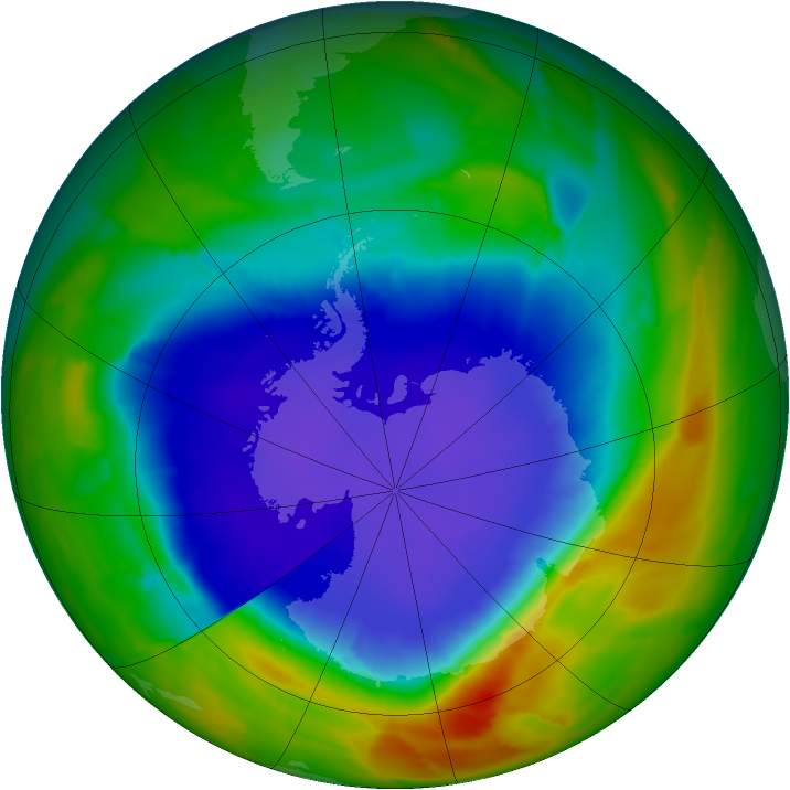 Antarctic ozone map for 26 September 2012